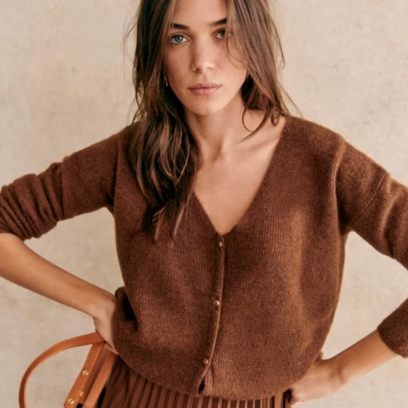 Sezane Sweaters - Sezane Brown Barry Cardigan